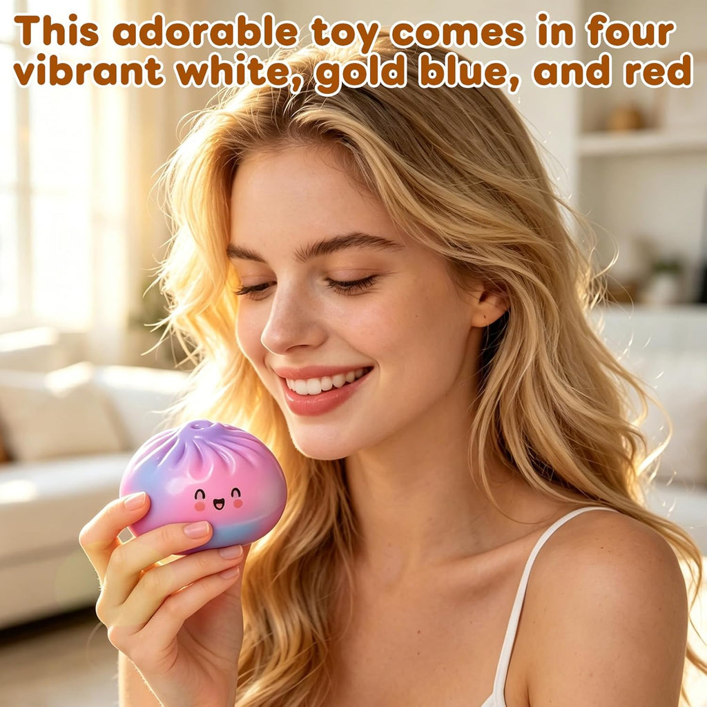 Dumpling Squishies, 18 Colors Random Mystery Glitter Dumpling Squishies Toy, Colorful Stress Balls Fidget Sensory Toy Desk Toys (4Pcs, Mixed Colors)