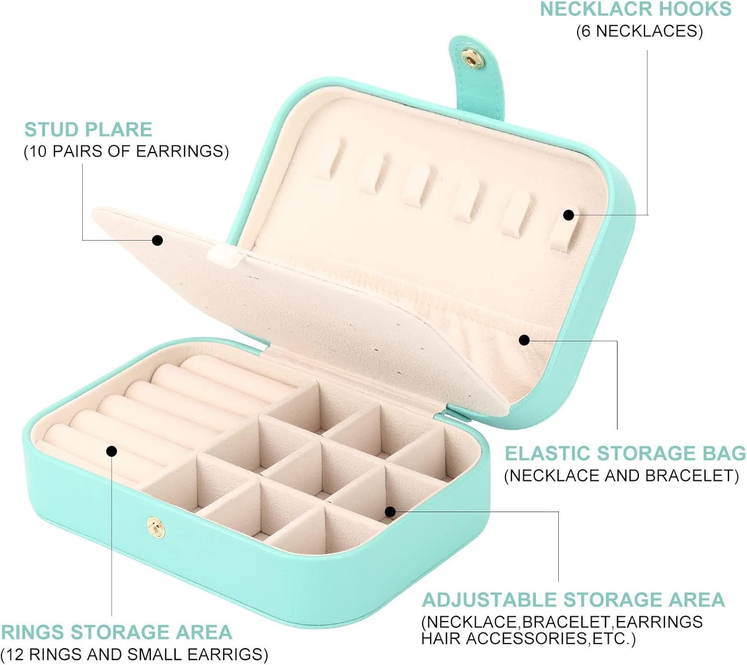 Jewelry Box, Travel Jewelry Organizer Small Jewelry Storage and Organizers | Jewelry Box, Travel Jewelry Organizer Case Small Jewelry Storage and Organizers Craft Containers Green Travel Mini Organizer
