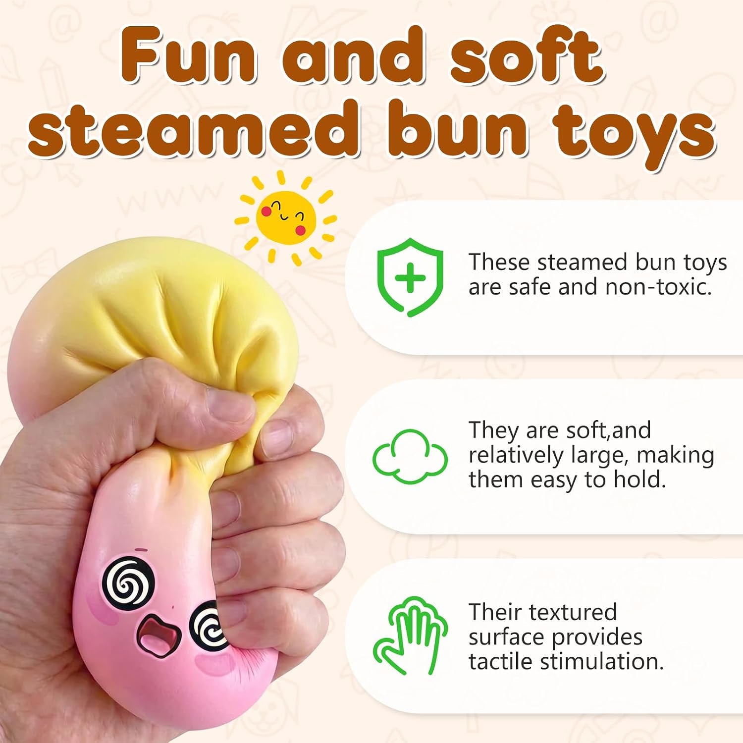 Dumpling Squishies, 18 Colors Random Mystery Glitter Dumpling Squishies Toy, Colorful Stress Balls Fidget Sensory Toy Desk Toys (4Pcs, Mixed Colors)