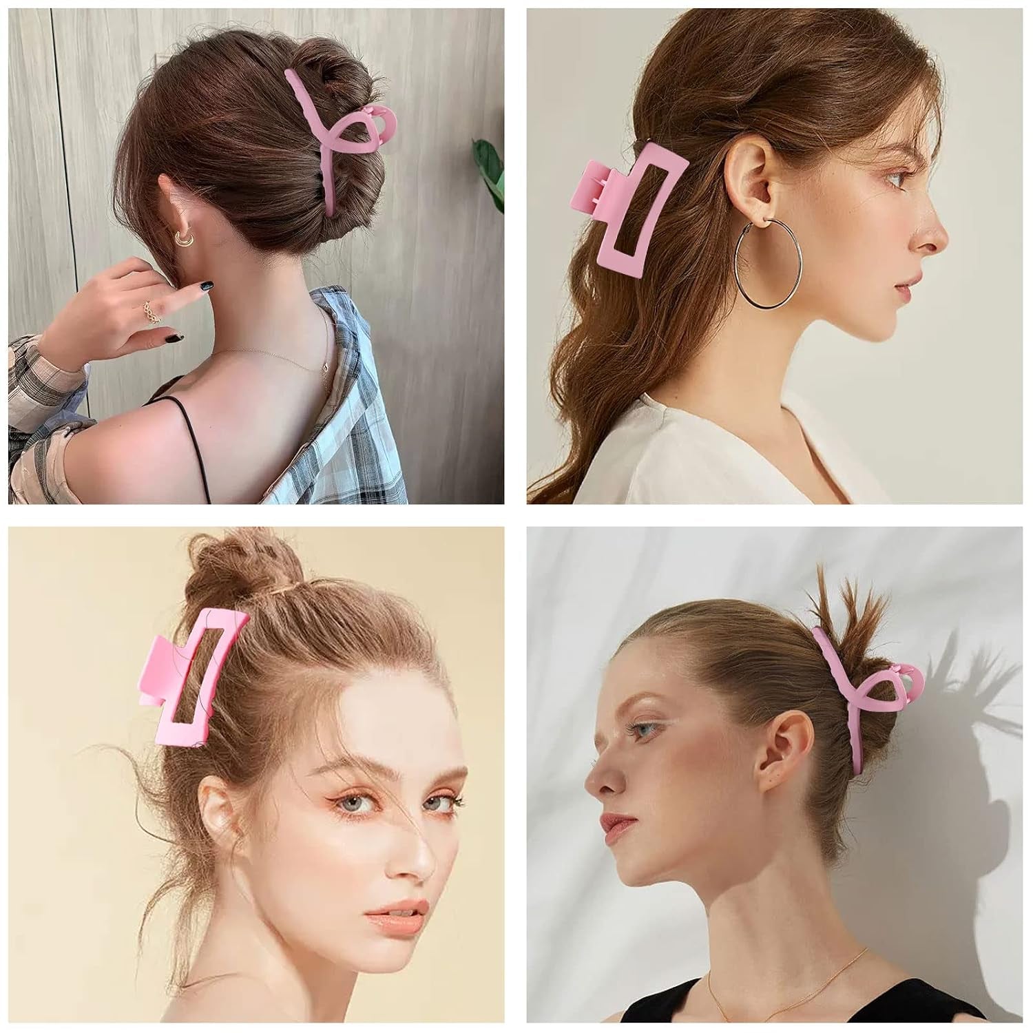 Pink Hair Clips, 6 Pack Cute Hair Clips for Thin Thick Hair 1.85-4.5 Inch Matte Non Slip Jaw Clips Flower Banana Butterfly Claw Clips Hair Accessories for Women and Girls…