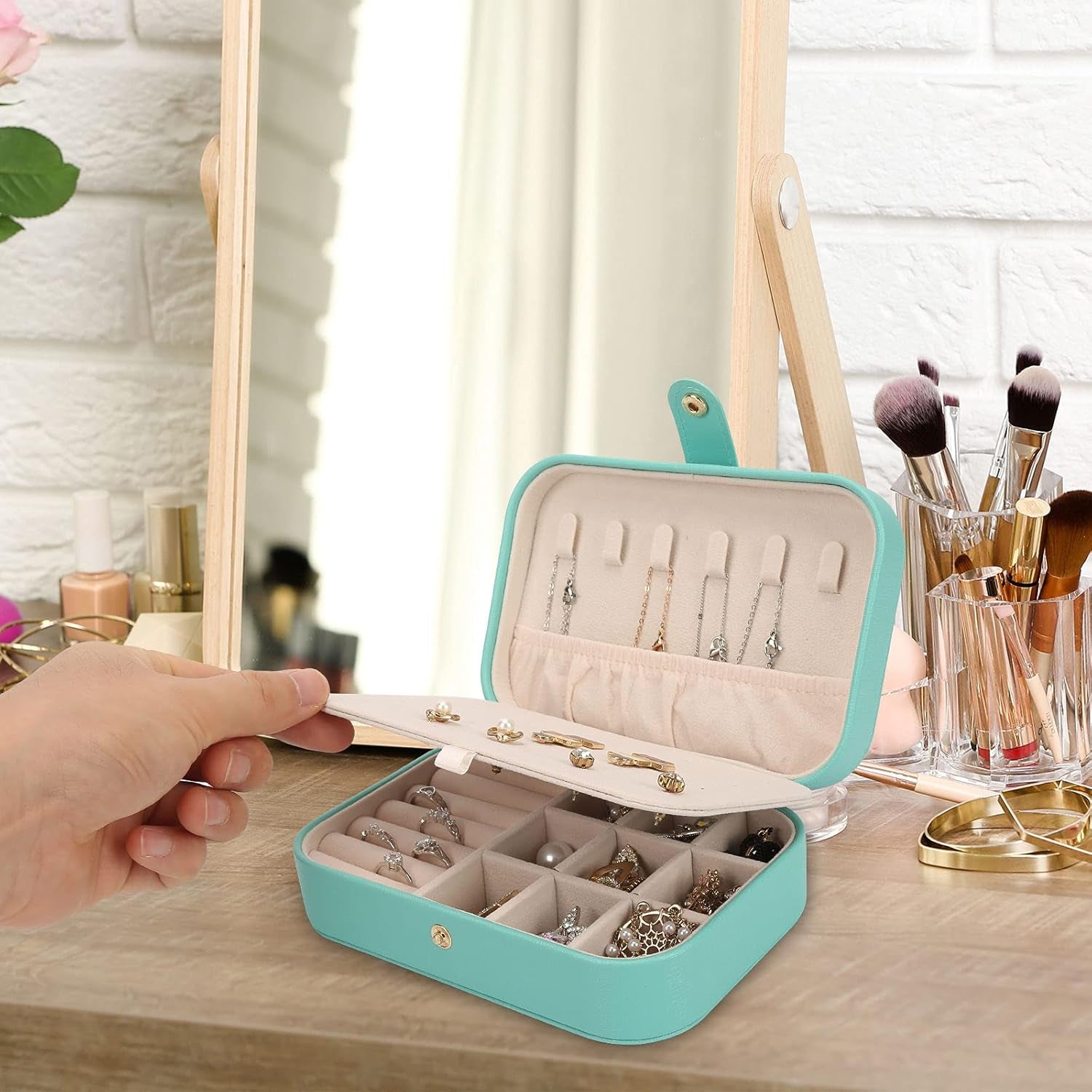 Jewelry Box, Travel Jewelry Organizer Small Jewelry Storage and Organizers | Jewelry Box, Travel Jewelry Organizer Case Small Jewelry Storage and Organizers Craft Containers Green Travel Mini Organizer