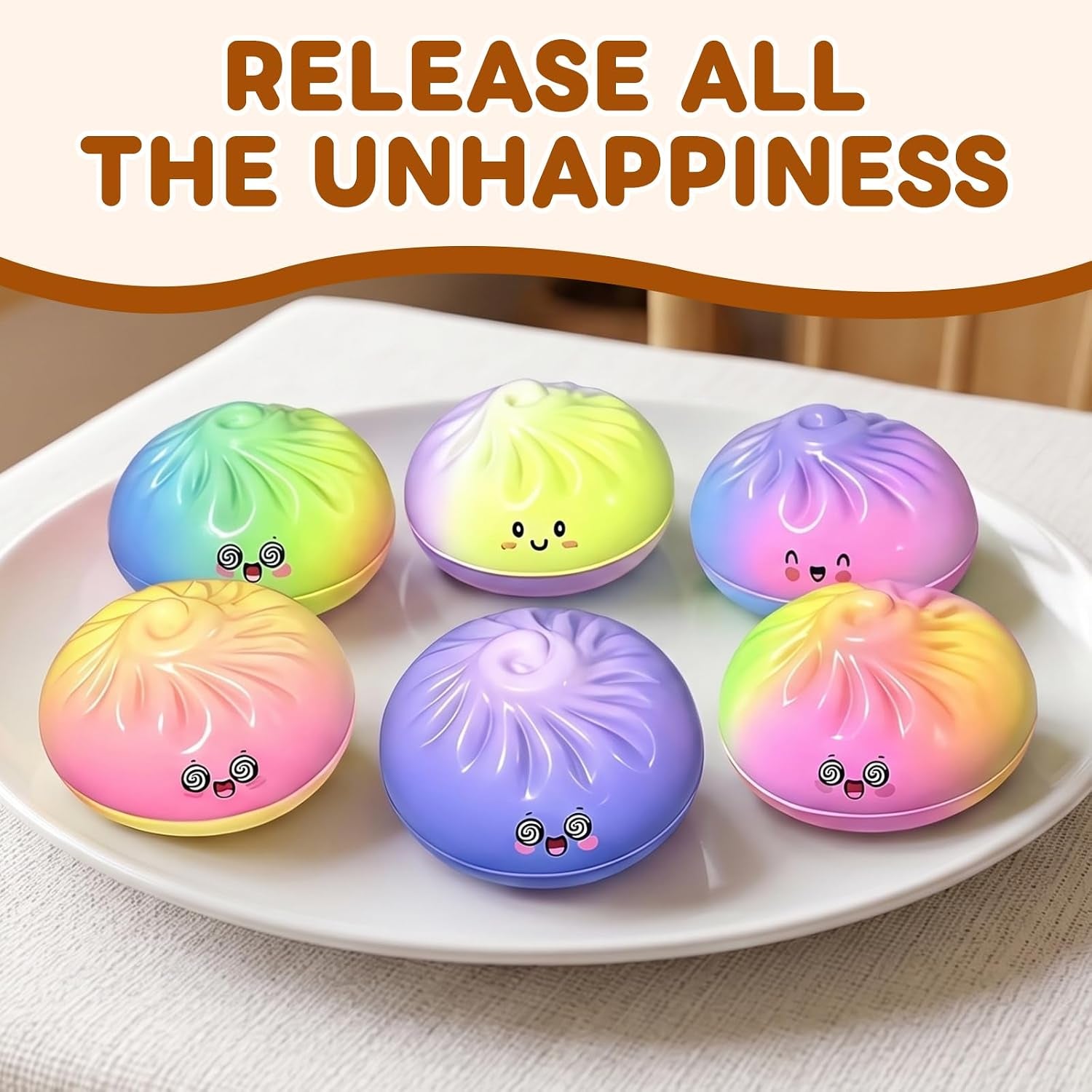 Dumpling Squishies, 18 Colors Random Mystery Glitter Dumpling Squishies Toy, Colorful Stress Balls Fidget Sensory Toy Desk Toys (4Pcs, Mixed Colors)