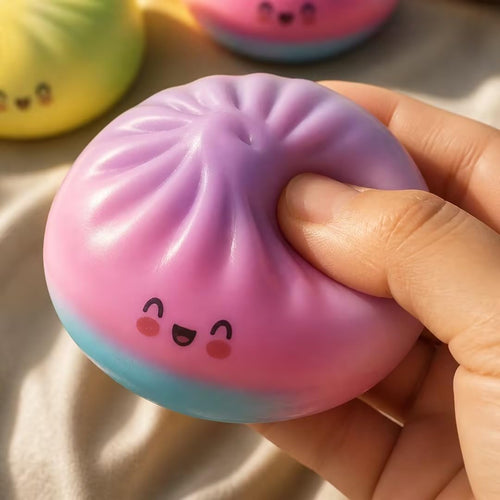 Dumpling Squishies, 18 Colors Random Mystery Glitter Dumpling Squishies Toy, Colorful Stress Balls Fidget Sensory Toy Desk Toys (4Pcs, Mixed Colors)